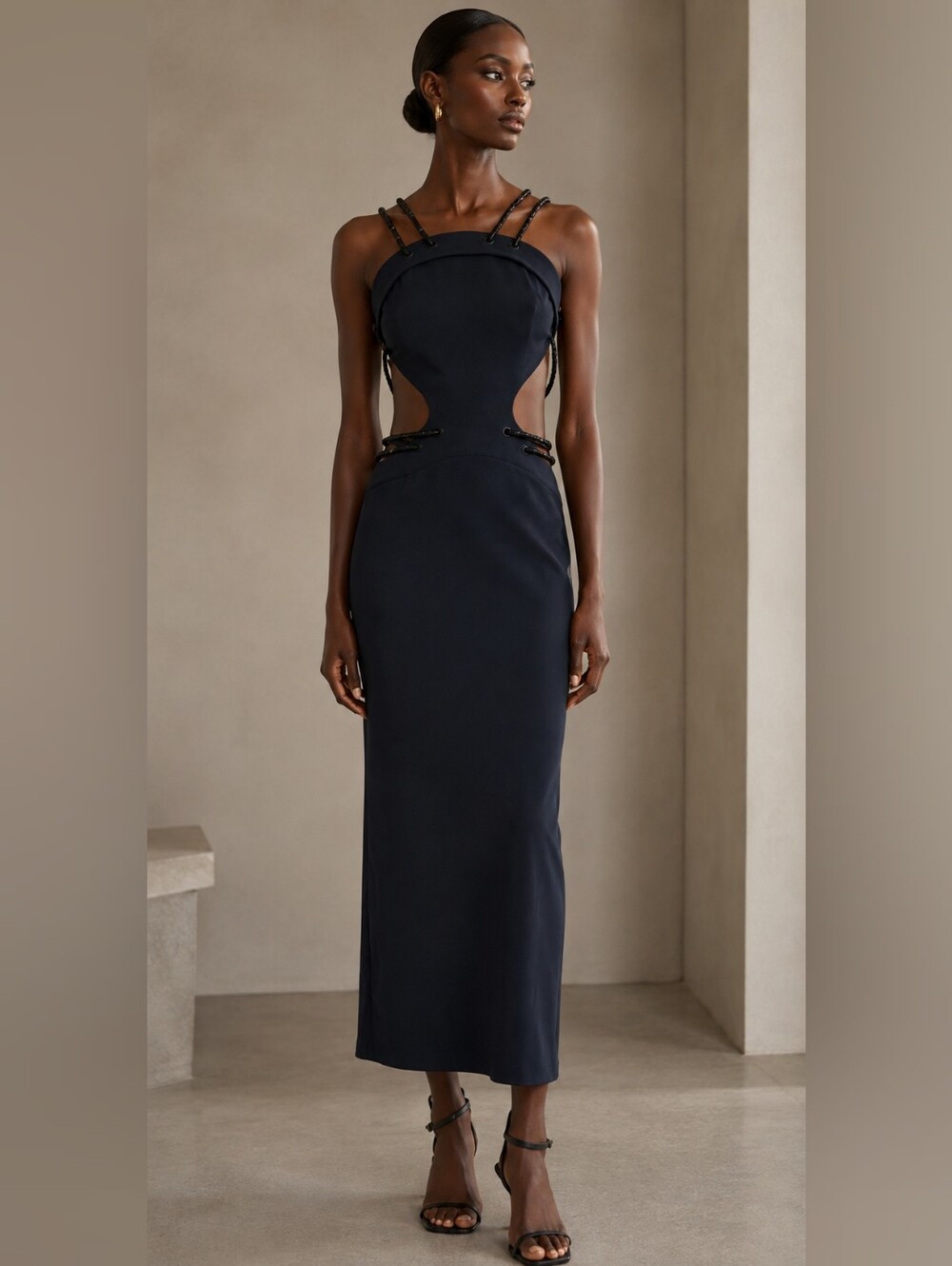 Cult GaiaBelva Beaded Trim Cutout Gown Sm